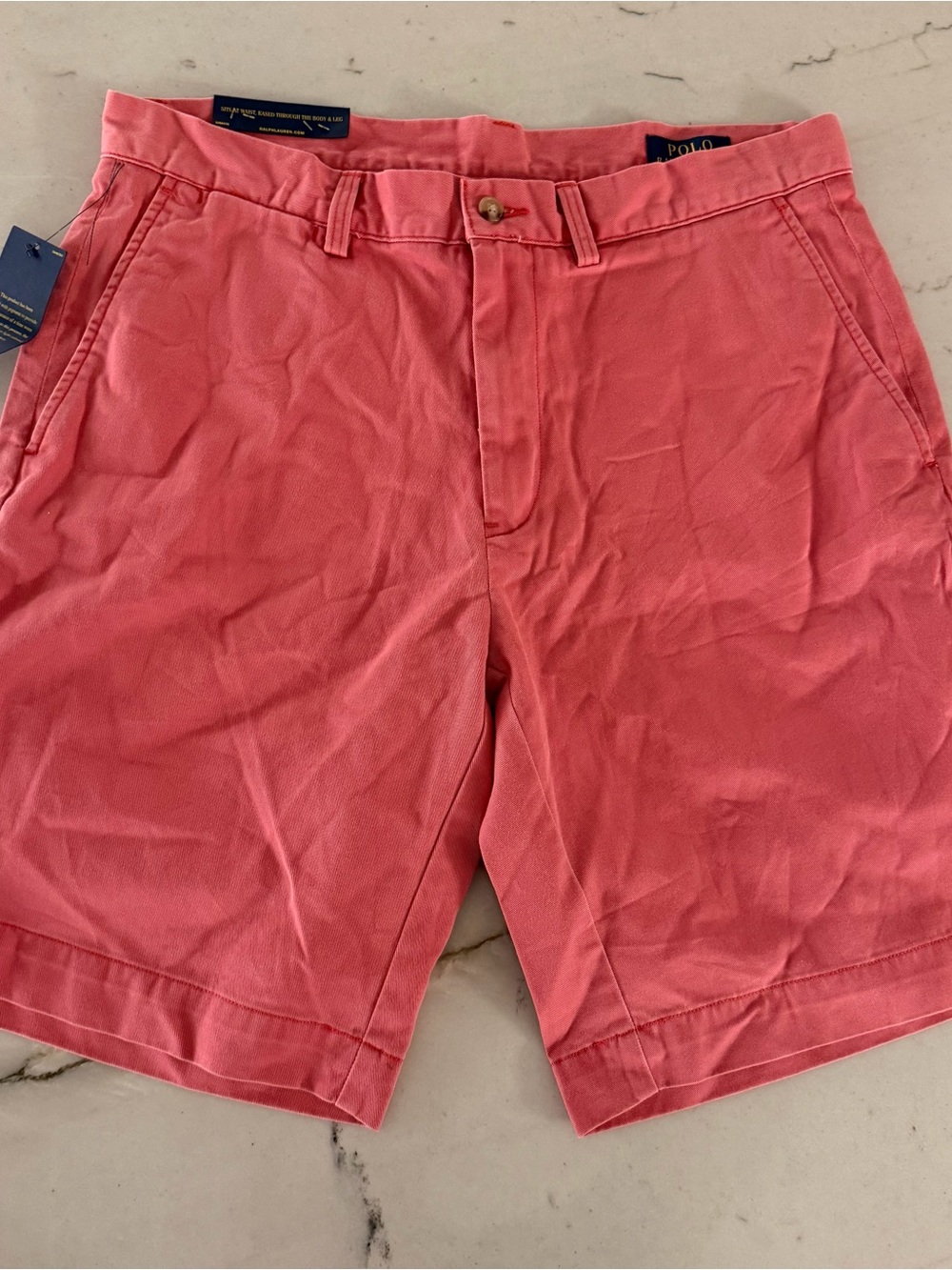 Polo Ralph Lauren Men's Classic Fit 9" Chino Shorts Size 33 Salmon Pink Twill
